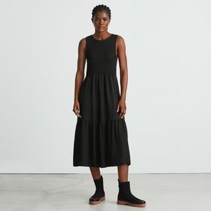 EVERLANE Smock Maxi Dress Size Small Black Tiered